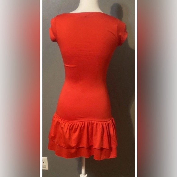 Chic Scarlet Ruffle Mini Dress - Picture 3 of 7